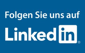 LinkedIn-Follow-Button, blaue Hintergrundfarbe.